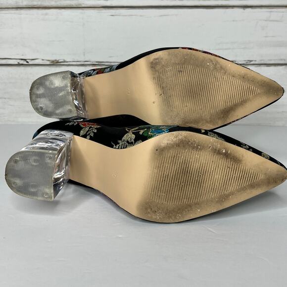 Privileged Audra Black Floral Ankle Bootie Heels Shoe Size 10 - Picture 4 of 10